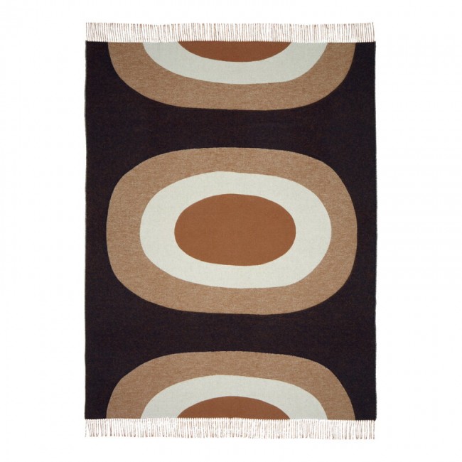 MARIMEKKO 마리메꼬 Melooni throw 130 x 170 cm brown - 네츄럴 화이트 다크 블루 MA071762-815