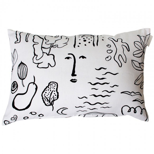 Saana ja Olli Onnenmaa 쿠션 커버 40 x 60 cm 화이트 - 블랙 SOHMP9-31-WH-BL