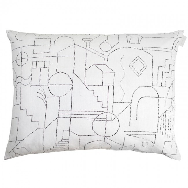 Saana ja Olli Unien 탈로 쿠션 커버 60 x 80 cm 화이트 - 블랙 SOHMP10-41-WH-BL