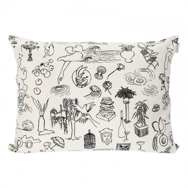 Saana ja Olli Mielenmaisemia 쿠션 커버 60 x 80 cm 화이트 - 블랙 SOHMP11-41-WH-BL