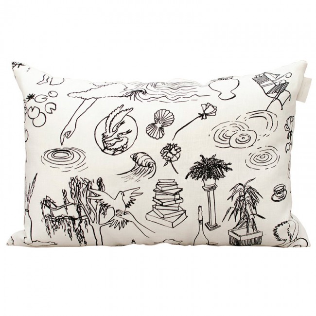 Saana ja Olli Mielenmaisemia 쿠션 커버 40 x 60 cm 화이트 - 블랙 SOHMP11-31-WH-BL