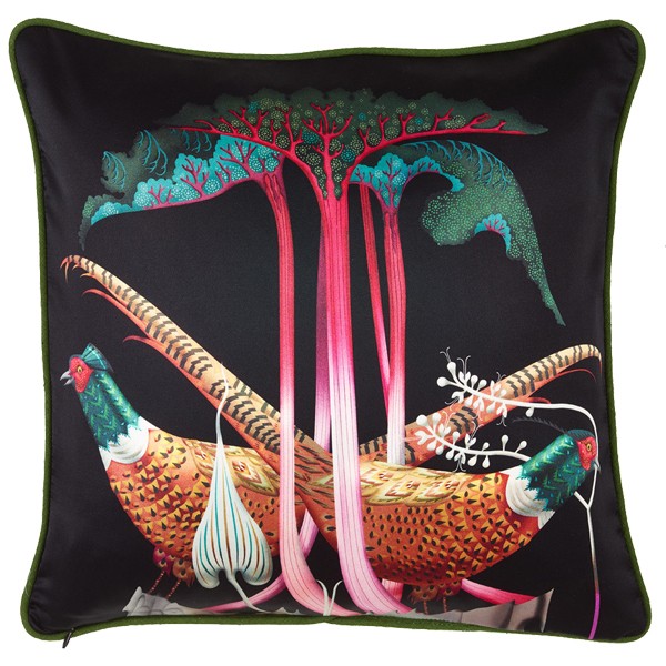 Klaus Haapaniemi Pheasants and Rhubarbs 쿠션 커버 실크 KH16