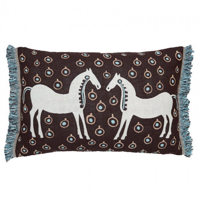 MARIMEKKO 마리메꼬 Musta Tamma 쿠션 커버 40 x 60 cm brown - 블루 MA071274-810