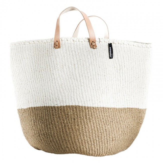 Mifuko Kiondo basket with handles L 화이트 - 네츄럴 MF3540S