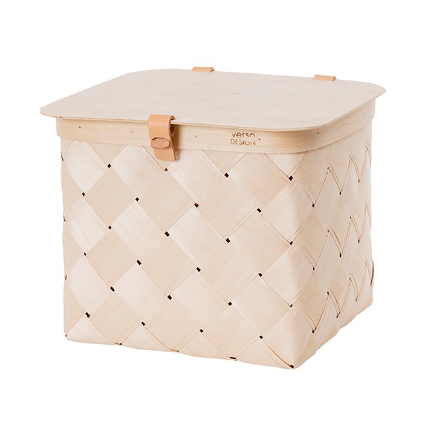 Verso Design Lastu birch basket with lid M VDWB15-201