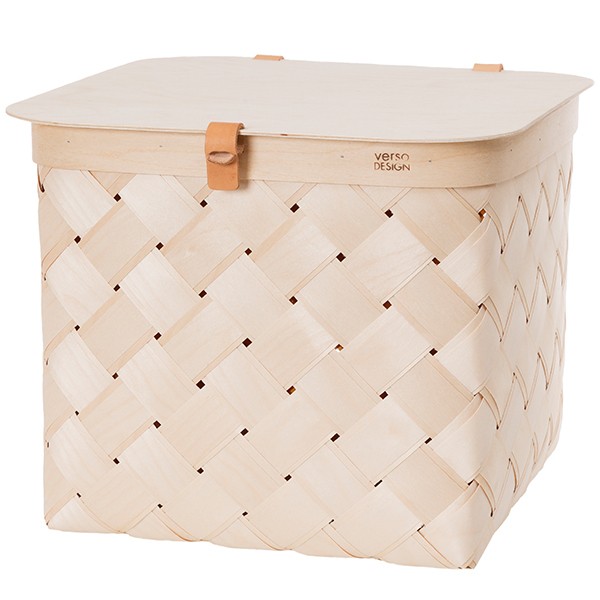 Verso Design Lastu birch basket with lid L VDWB16-201