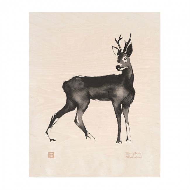 TEEMU JARVI ILLUSTRATIONS TE에뮤 Roe Deer plywood poster TJPoWFG-RD2