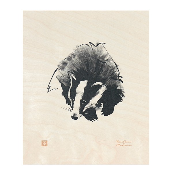 TEEMU JARVI ILLUSTRATIONS TE에뮤 Badger plywood poster TJPoWFG-BA2
