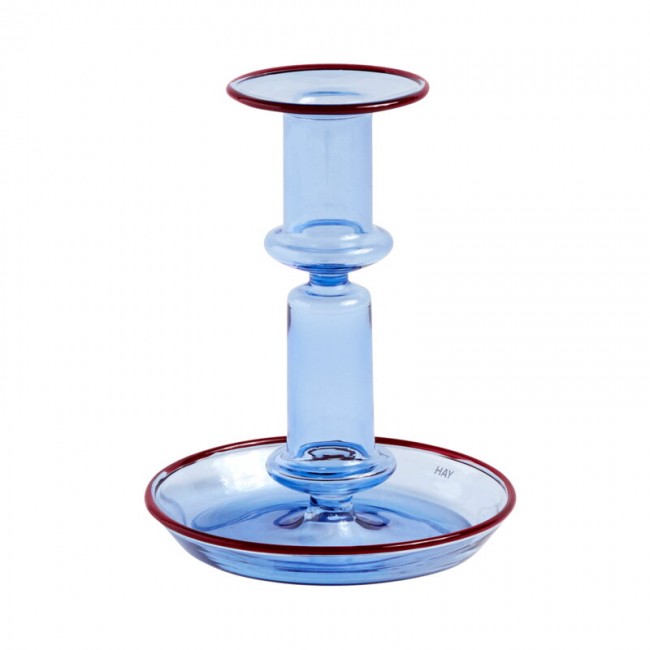 HAY 헤이 플레어 캔들 홀더 미디움 light 블루 with red rim HA507954