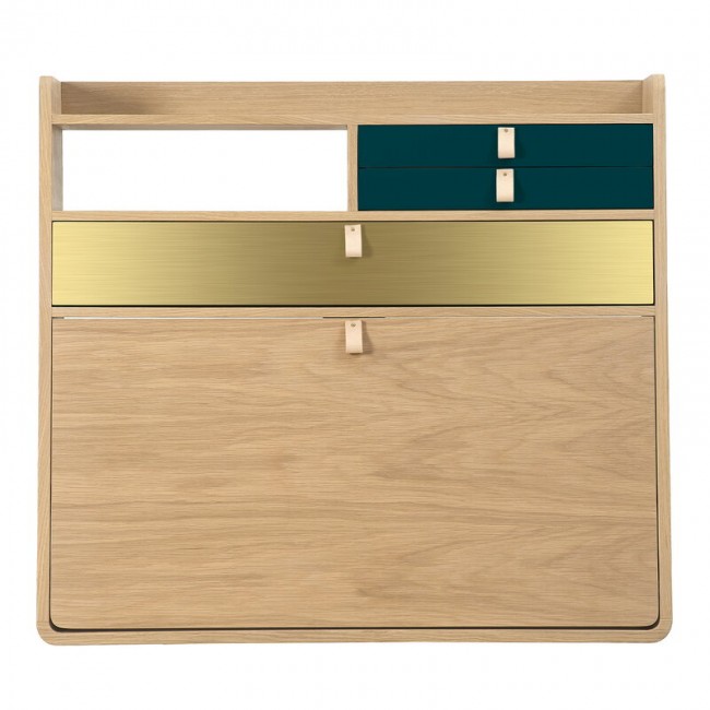 HARTOE 할토 Gaston wall desk 80 cm oak - 브라스 페트롤 블루 HO12010722590