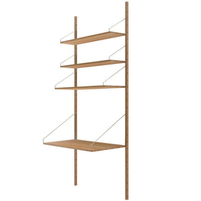 FRAMA 프라마 Shelf Library H1852 wall with desk oiled oak FR8055