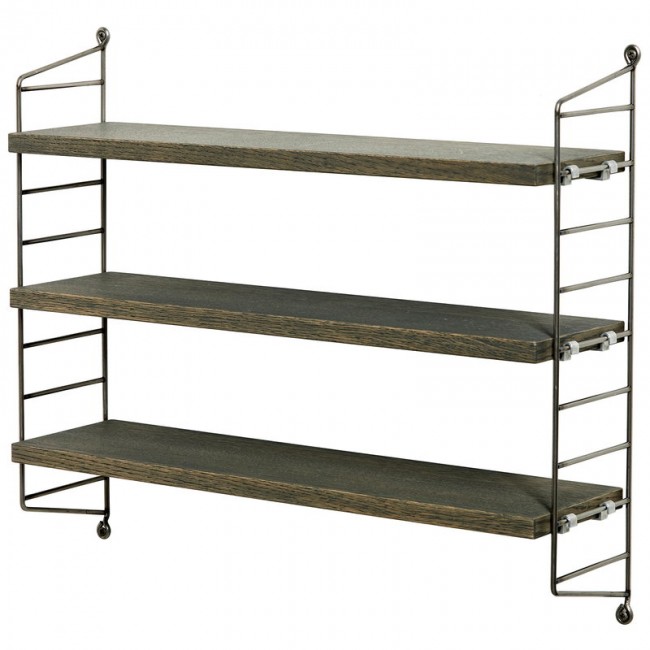 STRING FURNITURE 스트링 Pocket shelf Special Edition grey oak - raw metal AK211999-FDS15