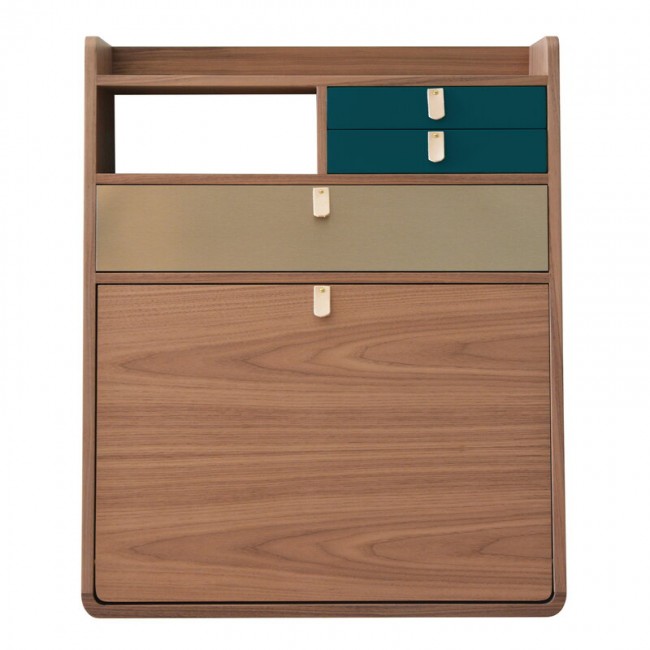 HARTOE 할토 Gaston wall desk 60 cm walnut - 브라스 페트롤 블루 HO12010722588