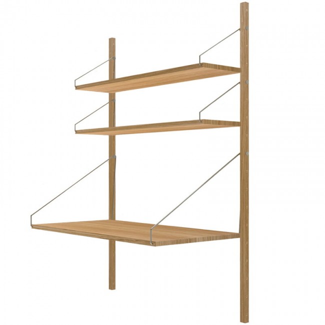 FRAMA 프라마 Shelf Library H1148 wall with desk oiled oak FR8048