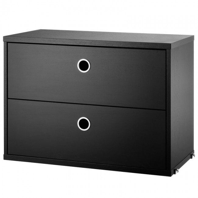 STRING FURNITURE 스트링 chest with 2 drawers 58 x 30 cm 블랙 stained ash AK211384