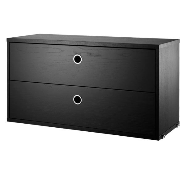 STRING FURNITURE 스트링 chest with 2 drawers 78 x 30 cm 블랙 stained ash AK211276
