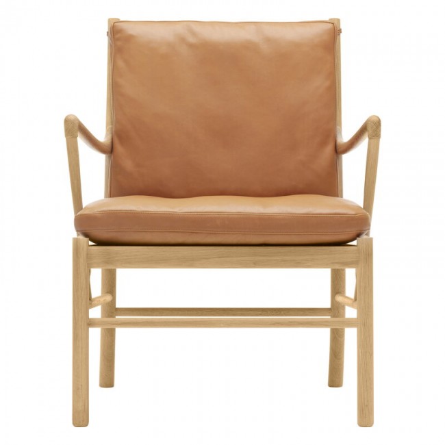 CARL HANSEN & SU00F8N OW149 콜로니얼 라운지체어 오일 오크 - 코냑 레더 Sif 95 Carl Hansen & Su00f8n OW149 Colonial lounge chair  oiled oak - cognac leather Sif 95 04037