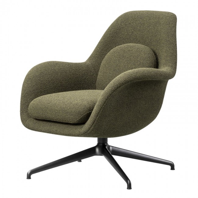 FREDERICIA 프레데리시아 Swoon Lounge Petit swivel base 블랙 - Carlotto 900 FRE1776-BL-CAR900