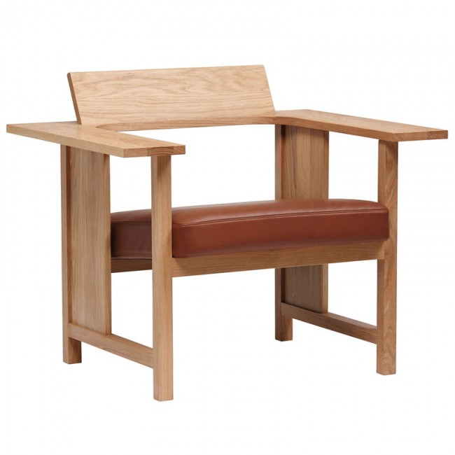 Mattiazzi MC10 Clerici lounge 의자 oak - 라이트 브라운 leather MTZ-7LGCLERUPHRO72R00