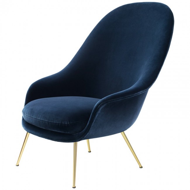 GUBI 구비 Bat lounge 의자 high Velluto 970 - 브라스 base GB10032425-GB-VELL-970