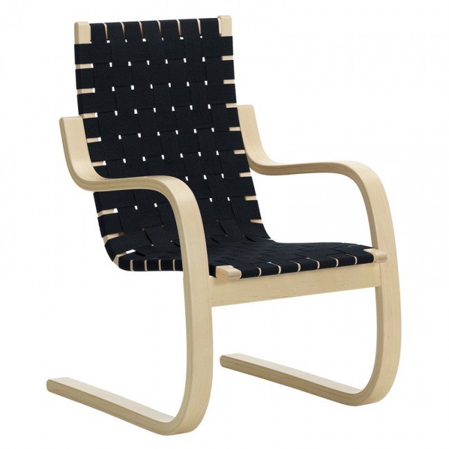 ARTEK 알토 암체어 팔걸이 의자 406 birch - 블랙/블루 웨빙 Artek Aalto armchair 406  birch - black/blue webbing 03913