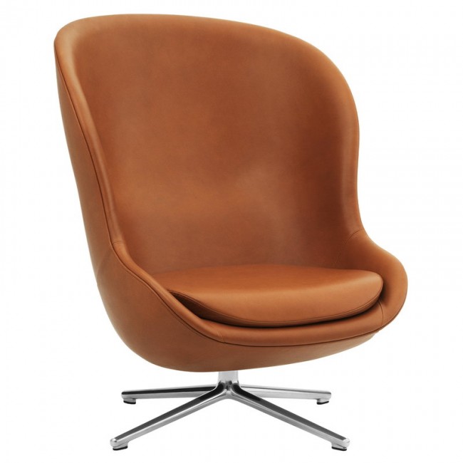 NORMANN COPENHAGEN 노만코펜하겐 Hyg lounge 의자 high swivel aluminium - brandy leather Ultra NC603826-UL41574