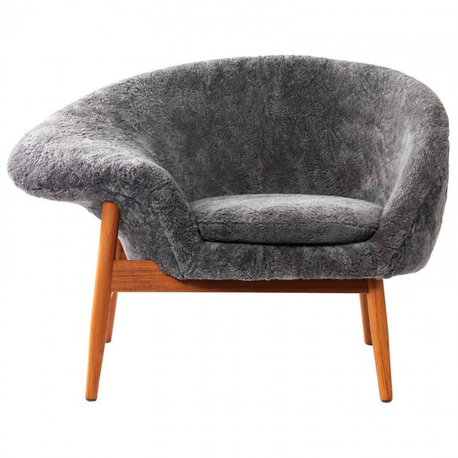 WARM NORDIC 웜 노르딕 Fried 에그 lounge 의자 Scandinavian Grey sheepskin WA2201058