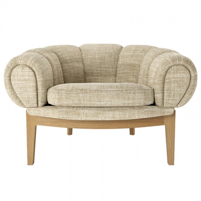 GUBI 구비 Croissant lounge 의자 oiled oak - Dedar Smilla 002 GB10059224