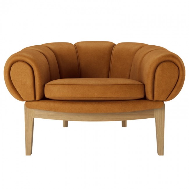 GUBI 구비 Croissant lounge 의자 oiled oak - Chamois Cuoio 1708 GB10079603