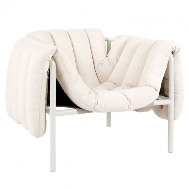 Hem Puffy lounge 의자 네츄럴 - cream steel HE20197
