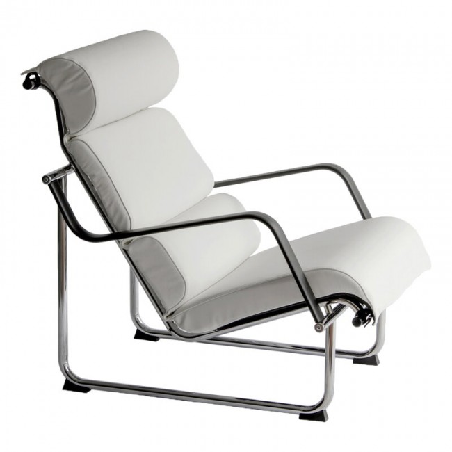 Yrjoe Kukkapuro Remmi lounge 의자 크롬 - 화이트 leather MOD-37YRKUREKRNVA