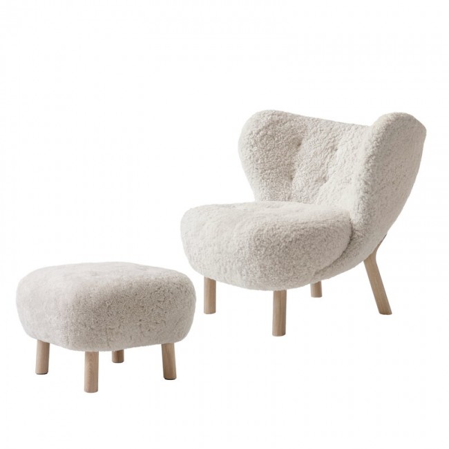 &TRADITION 앤트레디션 Little Petra lounge 의자 and pouf 문LIGHT - 화이트 oiled oak TR69112914
