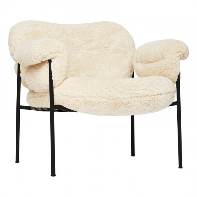 Fogia Bollo lounge 의자 Mohawi sheepskin - 블랙 FOG-BOL-1013-CRL-MOH-US