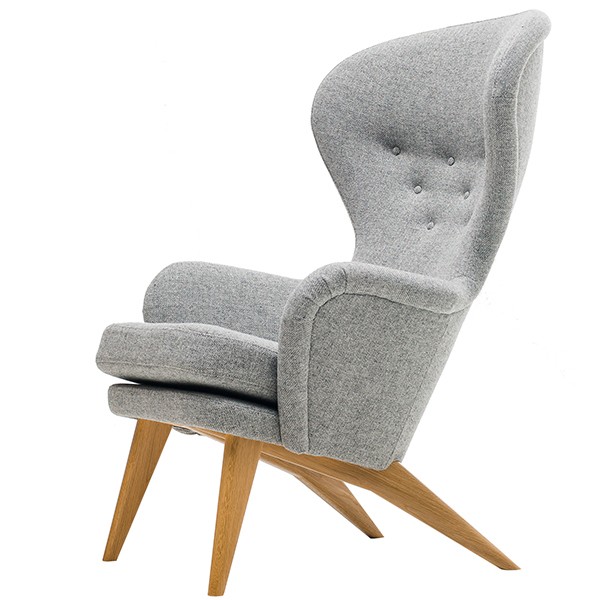 Ornas Siesta lounge 의자 oak - 라이트 그레이 Hallingdal 130 FT107015-HL130