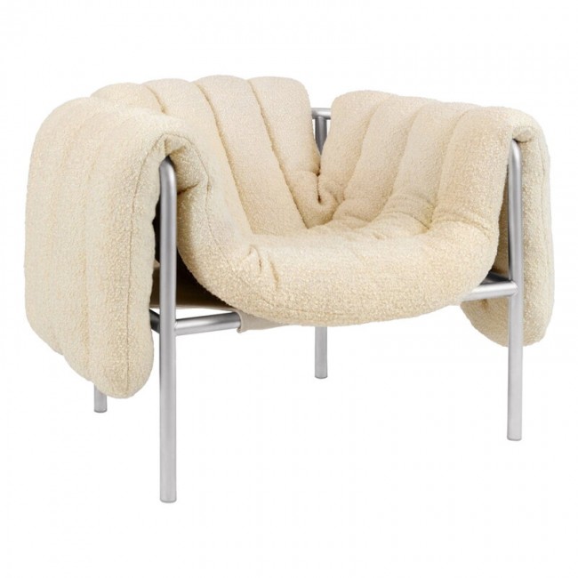 Hem Puffy lounge 의자 에그SHELL boucle - 스테인리스 스틸 HE20295