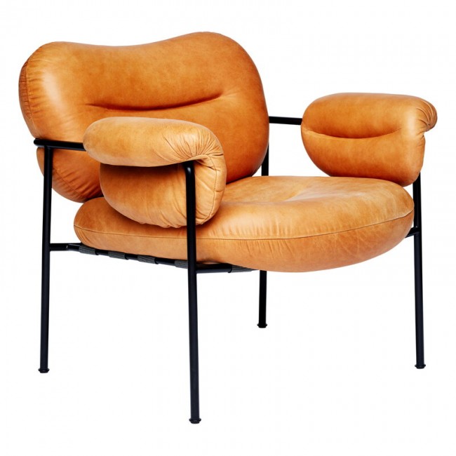 Fogia Bollo lounge 의자 코냑 leather - 블랙 FOG-BOL-9005-VCL-US