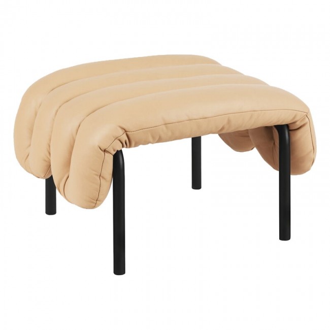 Hem Puffy ottoman sand leather - 블랙 grey steel HE20291