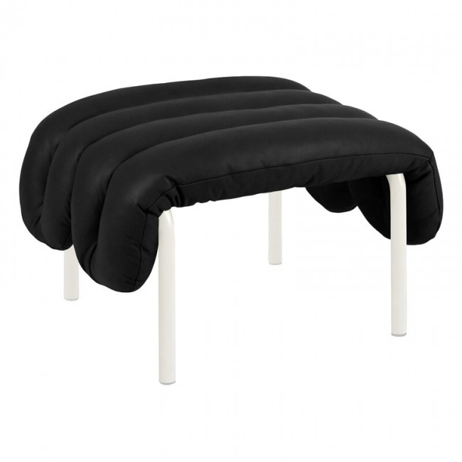 Hem Puffy ottoman 블랙 leather - cream steel HE20354