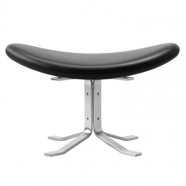 FREDERICIA 프레데리시아 Corona ottoman brushed 크롬 - 블랙 leather FRE5002-CH-OM301