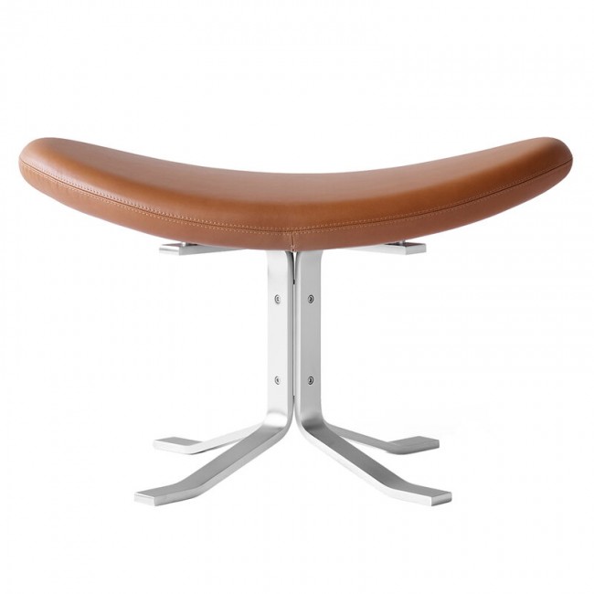 FREDERICIA 프레데리시아 Corona ottoman brushed 크롬 - 코냑 leather FRE5002-CH-OM307