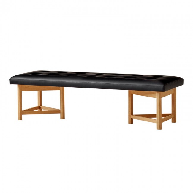 Ornas Kolmiojalka bench 180 cm oak - 블랙 leather FT107454-180H20-BL