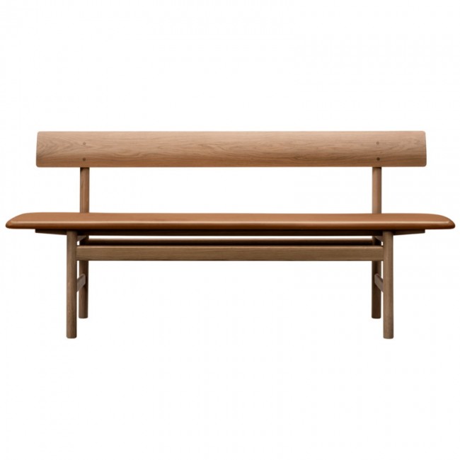 FREDERICIA 프레데리시아 MO겐세N 3171 bench oiled oak - Omni 코냑 leather FRE3171-OO-OMNI-307