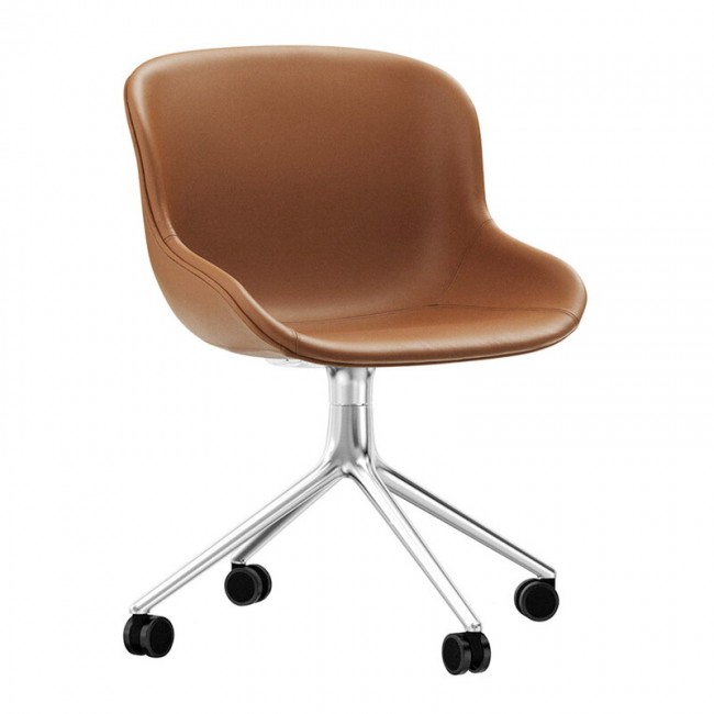 NORMANN COPENHAGEN 노만코펜하겐 Hyg 의자 with 4 wheels swivel aluminium - brandy leather Ultr NC604586-41574