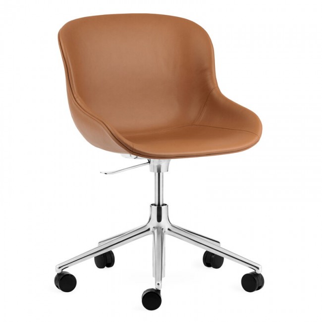 NORMANN COPENHAGEN 노만코펜하겐 Hyg 의자 with 5 wheels swivel aluminium - brandy leather Ultr NC604025-41574