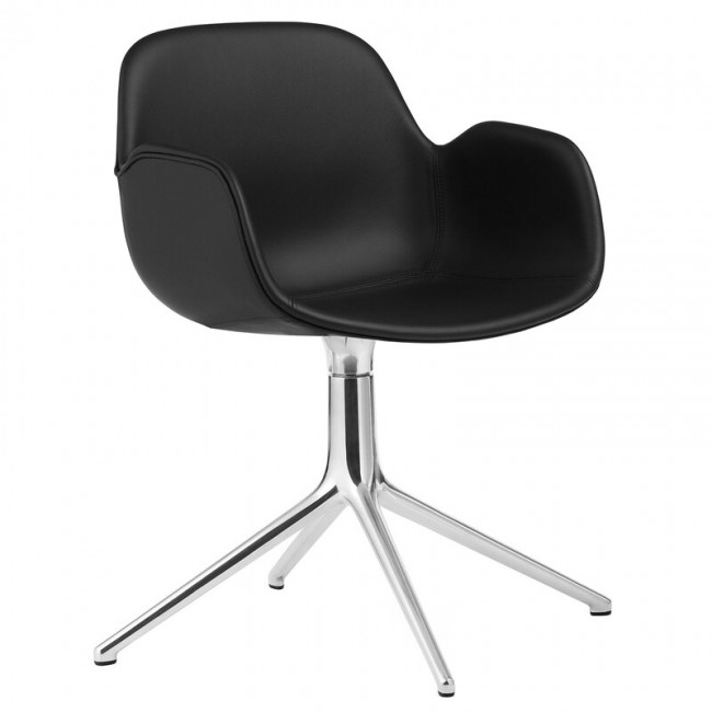 NORMANN COPENHAGEN 노만코펜하겐 Form Swivel 4L 암체어 aluminium - 블랙 leather Ultra NC1361005-41599