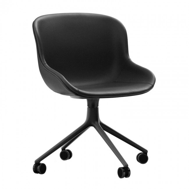 NORMANN COPENHAGEN 노만코펜하겐 Hyg 의자 with 4 wheels swivel 블랙 - leather Ultra NC604593-41599