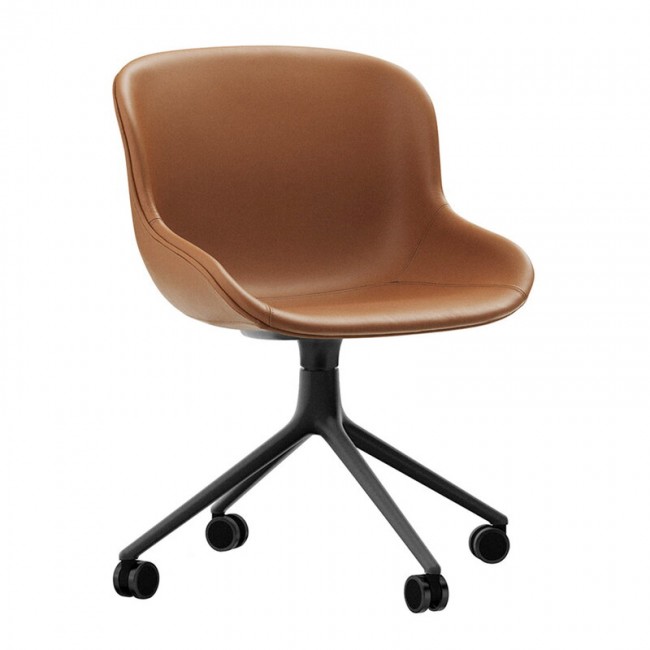 NORMANN COPENHAGEN 노만코펜하겐 Hyg Swivel 의자 4 wheels 블랙 - brandy Ultra leather NC604593-41574