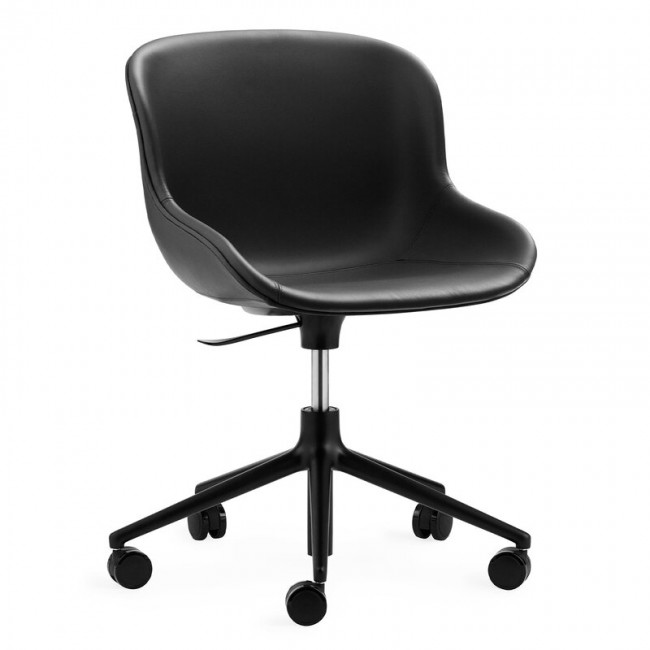 NORMANN COPENHAGEN 노만코펜하겐 Hyg 의자 with 5 wheels swivel 블랙 - leather Ultra NC604028-41599