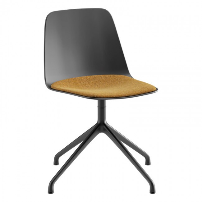 Viccarbe Maarten 의자 pyrami_d swivel base 블랙 - brown seat 쿠션 VC-MAAPLPIC-3-REMIX443