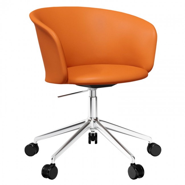 Hem Kendo swivel 의자 w/ castors 코냑 leather - pol. aluminium HE20248
